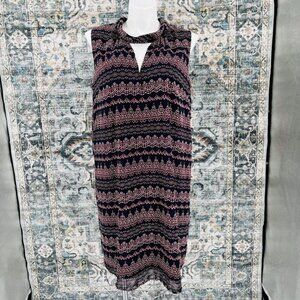 Glamour Casual Geometric Dress Size 18W Lined Blue, Red, Knee Length